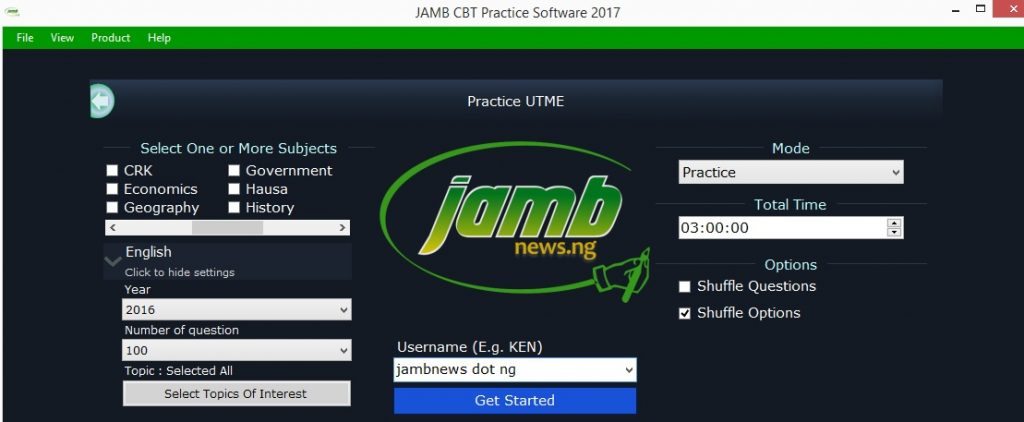 jamb cbt software homepage