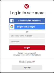 pinterest login chrome