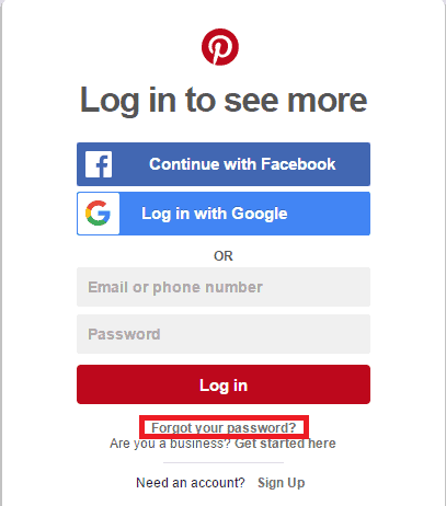 Pinterest Account Password