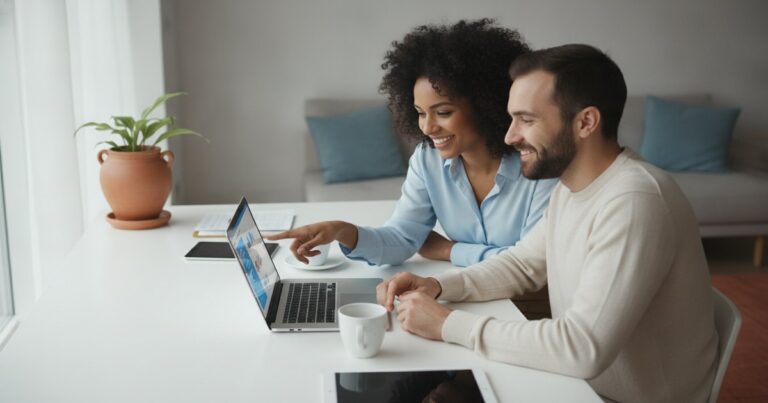 Two colleagues assigning a new admin in Facebook Page settings on a laptop