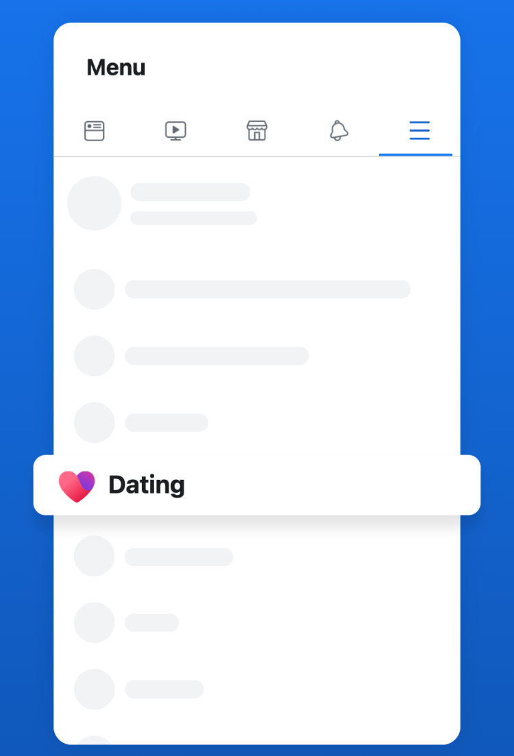 Finding Facebook Dating in your menu