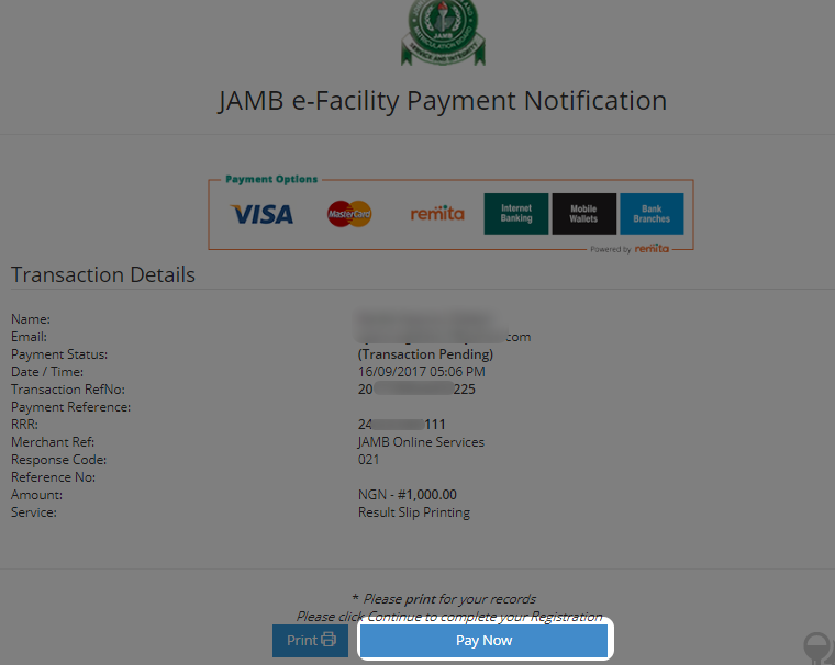 pay for jamb result