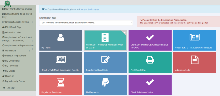 JAMB Admission Status Checking Portal for UTME & DE Candidates 2022