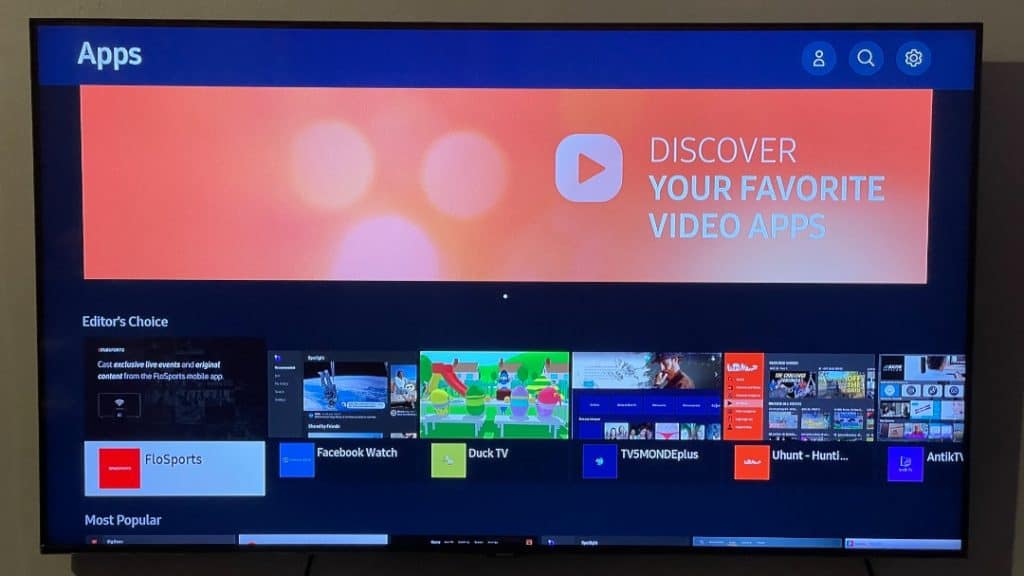 samsung smart tv apps page