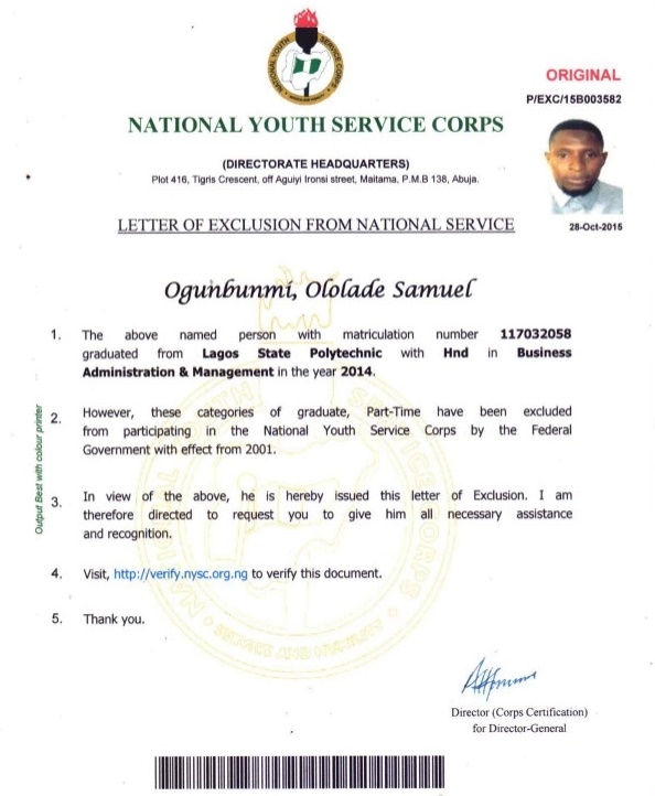 How to Obtain NYSC Exemption Certificate