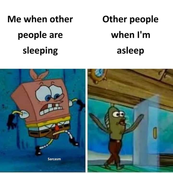 me when other people are sleeping vs other people when I'm sleeping 