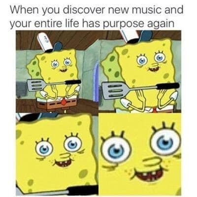 when you discover new music and your entire life has purpose again 