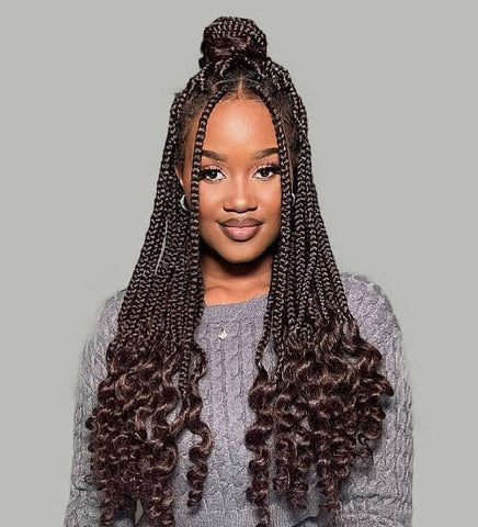 Half-Up, Half-Down Goddess Braids